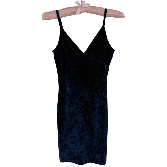 Joe & Elle Crushed Velvet Blue Bodycon Mini Dress • Femme Fatale Siren Vampy Y2K - Picture 2 of 11